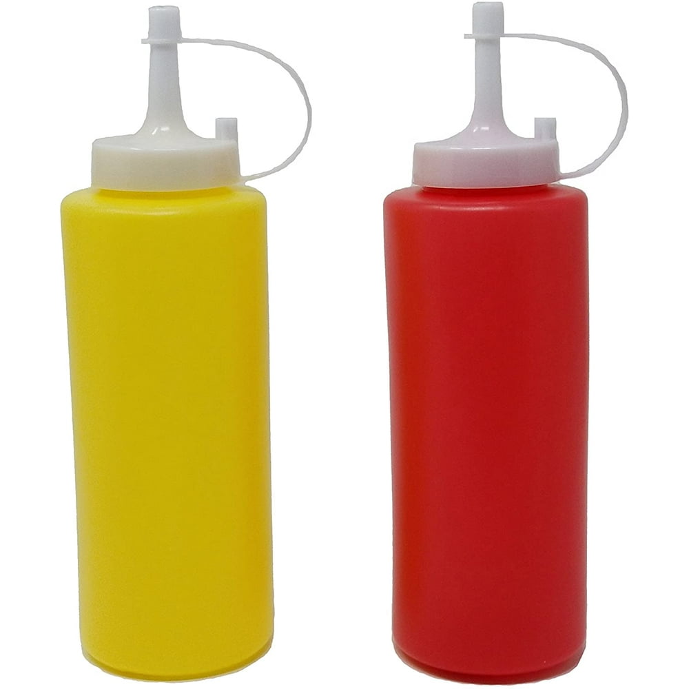 JVLM HOME Ketchup & Mustard Dispenser Condiment Set with Cap Refillable