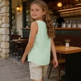 thumbnail image 5 of Mifsaly Girls Plaid Tank Tops Toddler Kids Casual Crewneck Sleeveless Blouse Lightweight Breathable Vacation Beach Everyday Summer Outfits, 5 of 8