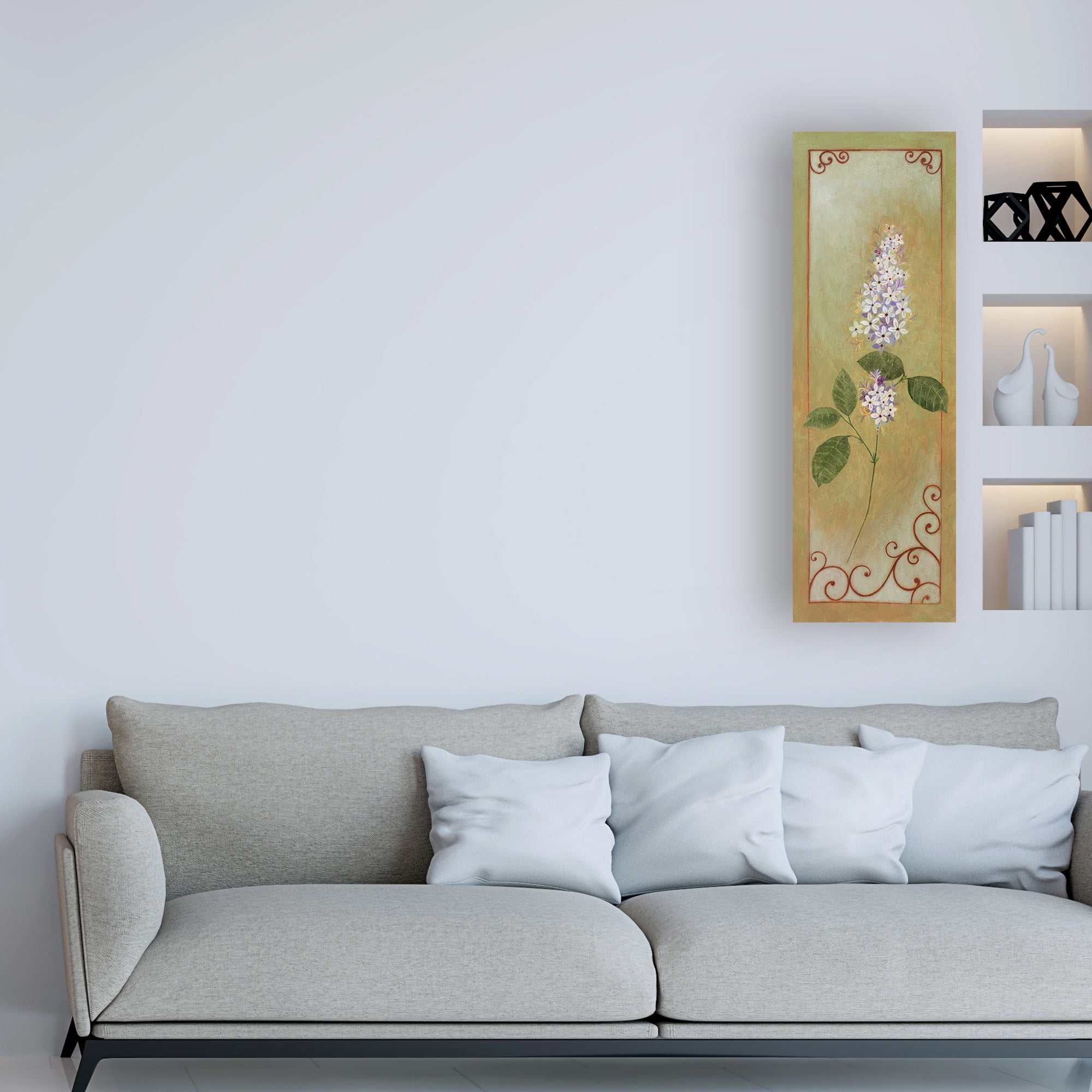 Trademark Fine Art 'Purple Lilac With Scroll Border' Canvas Art by Pablo Esteban