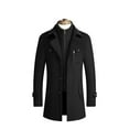 thumbnail image 2 of Wool Solid Color Woolen Cloth Button Lapel Mens Overcoat Jacket, 2 of 9