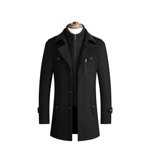 FITORON Men Winter Coats- Solid Elegant Slim Collared Neck Button-Down ...