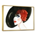 thumbnail image 3 of Designart 'Portrait of Woman Red Head Lady In Hat' Modern Framed Canvas Wall Art Print, 3 of 5