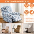 thumbnail image 3 of Dznils Printed Recliner Chair Cover Polyester Stretch Recliner Sofa Slipcover, Blue Leaves, 3 of 11