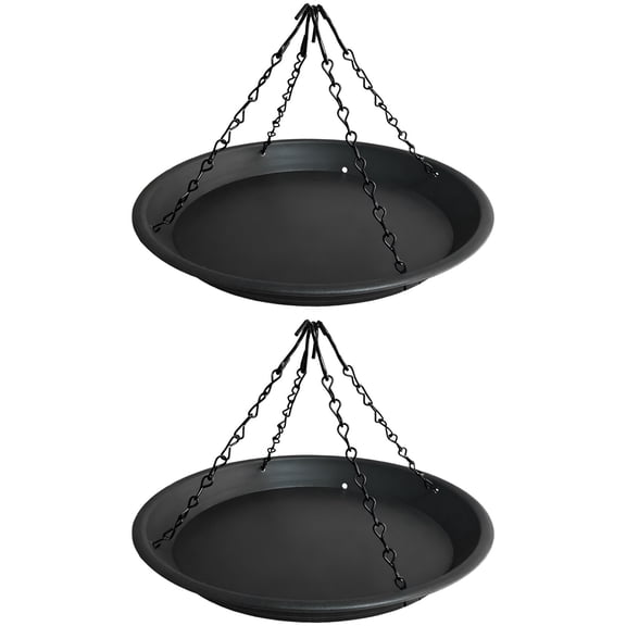 2 Pcs 12.8 in / 32.5 cm Hanging Bird Feeder Tray, Round Bird Food Catcher and Platform Feeder for Most Feeders, Long-Lasting PP Bath for Outdoor Garden Backyard Tree, Catch Falling Feed