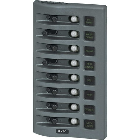- Blue Sea Systems 4378 WeatherDeck 12V DC 8-Position Waterproof Circuit-Breaker Panel, Gray