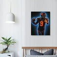 thumbnail image 3 of ARISTURING Joe Burrow Neon Football Canvas Wall Art Home Decor Framed Poster Man Cave Gift, 3 of 4