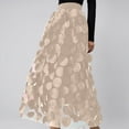thumbnail image 2 of Maxi Skirts for Women Flowy Chiffon A Line Skirt with High Waist Elegant Layered Ruffle Detail Beige L, 2 of 4