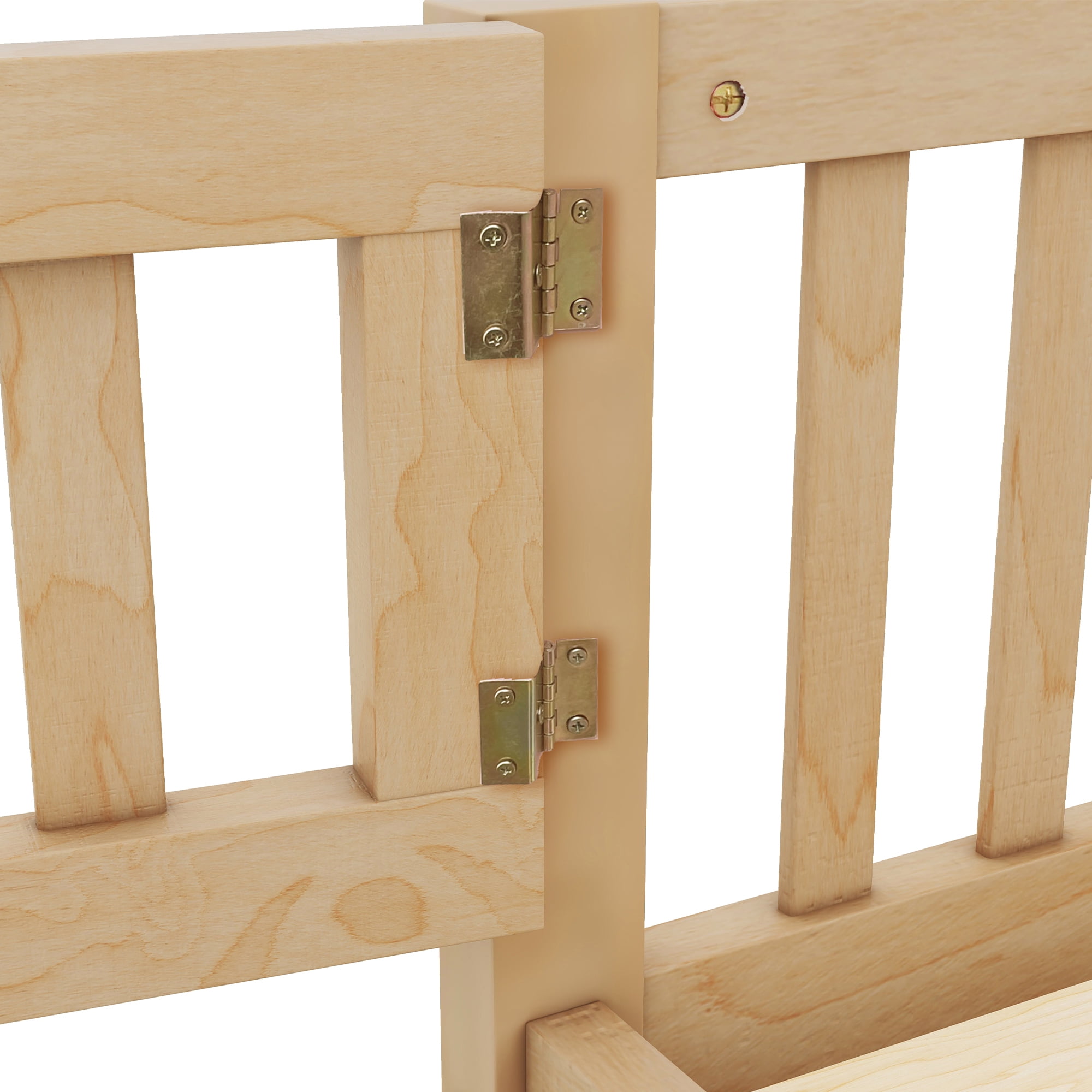 Twin Floor Bed, Wood Twin Size Montessori Bed with Rails, Twin Bed Frame with Slats, No Box Spring Needed,Natural