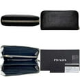 thumbnail image 3 of Pre-Owned Prada Round Long Wallet ec-24534 Black NERO Vitello Move 1ML506 Leather 204... (Good), 3 of 11