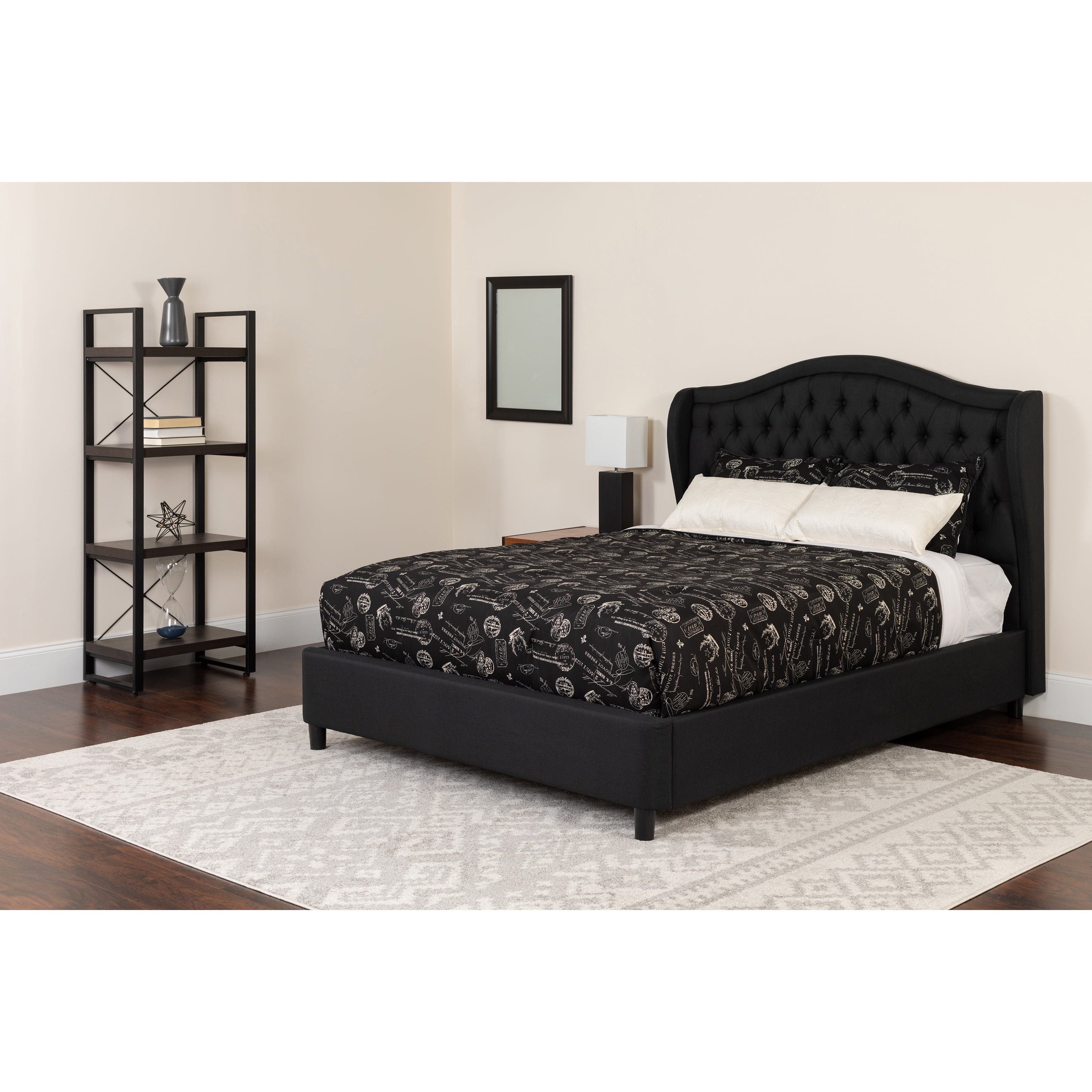 Flash Furniture Valencia Tufted Upholstered Full Size Platform Bed in Black Fabric