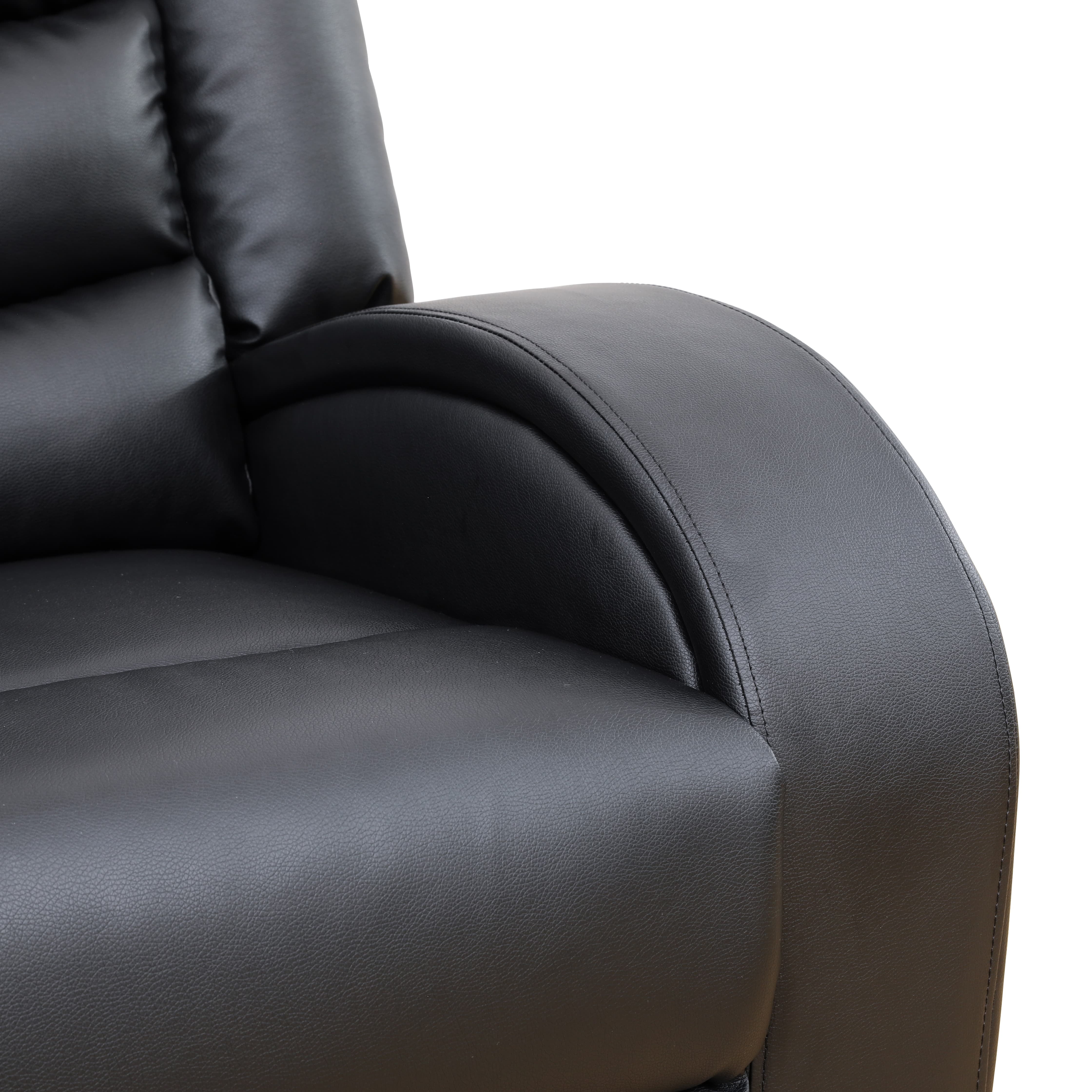 MAYEERTY Power Reclining Sofa, Electric 3-Seat Faux Leather Recliner with Adjustable Backrests for Living Room, Black