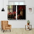 thumbnail image 2 of Farmhouse Apple Fruit Kitchen Curtains - Art Small Short Cafe Curtains Country Rustic Retro Vintage Flower Tier Curtains Decor for Living Dining Room Rod Pocket Window Drapes 2 Panels 28"x24", 2 of 5
