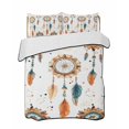 thumbnail image 2 of Boho Geometric Twin Size Down Alternative Comforter, Lightweight Comforter Quilt Bedding Set with Pillow Shams Ethnic Feathers Patterns Retro Farmhouse All Seasons Bed Comforter Duvet Insert 68"x86", 2 of 7