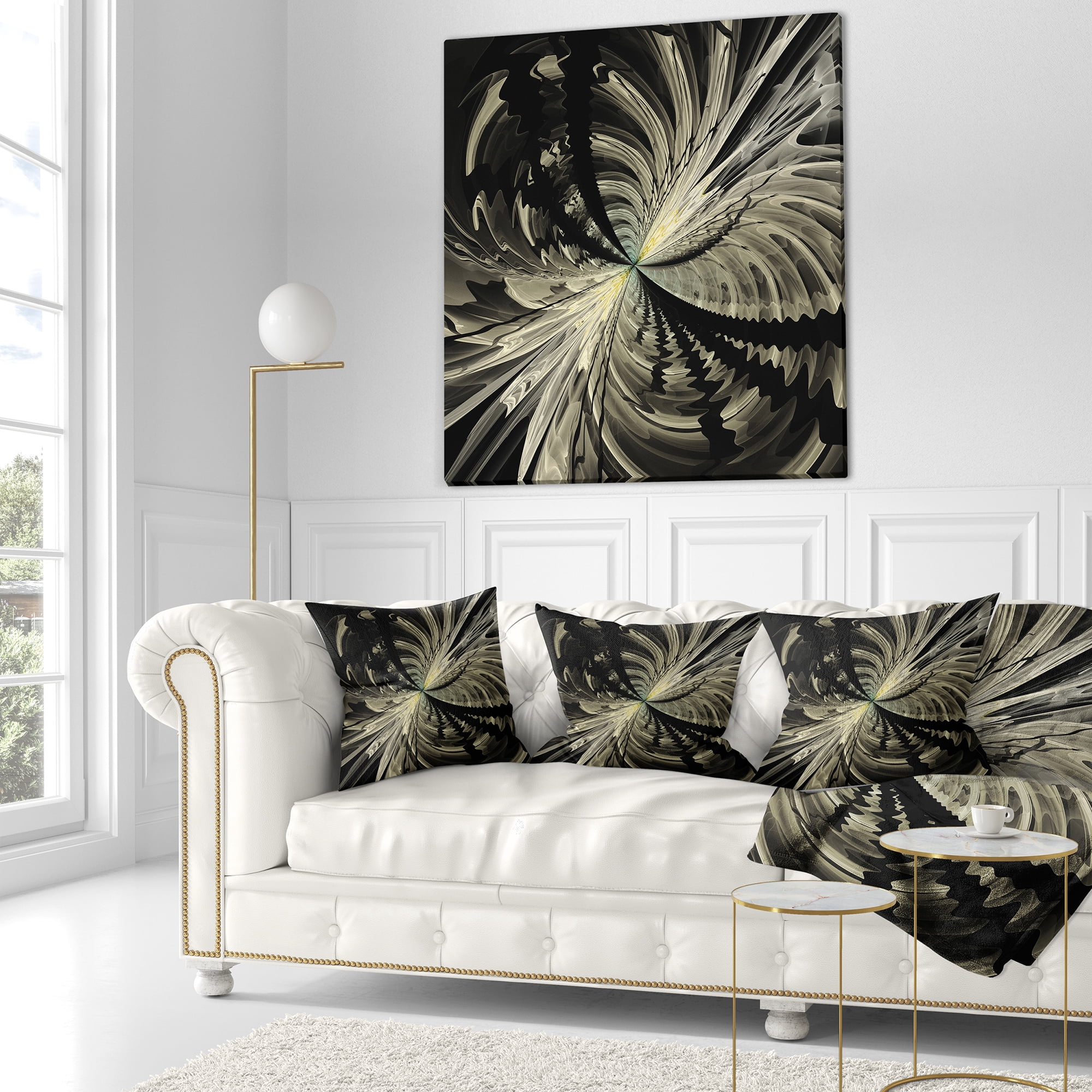 Designart 18" x 18" Contemporary, Modern Black Polyester Throw Pillow