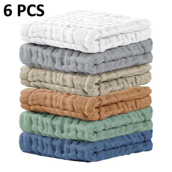 6 Packs Baby Washcloths,Muslin Washcloths Baby,Cotton Burp Cloths, Extra Absorbent and Soft Wash Clothes for Newborns,12x12 Inches