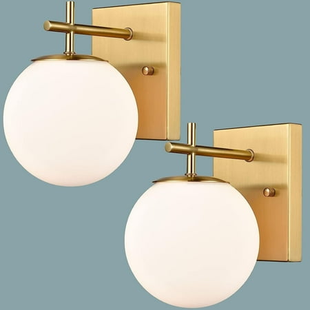 

Gold Wall Sconces Globe Wall Light Brass Modern Vanity Light 1-Light Set of 2