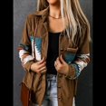 thumbnail image 4 of Camisa de Franela de para Mujer, Larga, Botones, Chaqueta Holgada con Bolsillos Caqui L, 4 of 8
