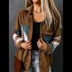 thumbnail image 4 of Camisa de Franela de para Mujer, Larga, Botones, Chaqueta Holgada con Bolsillos Caqui XL, 4 of 8