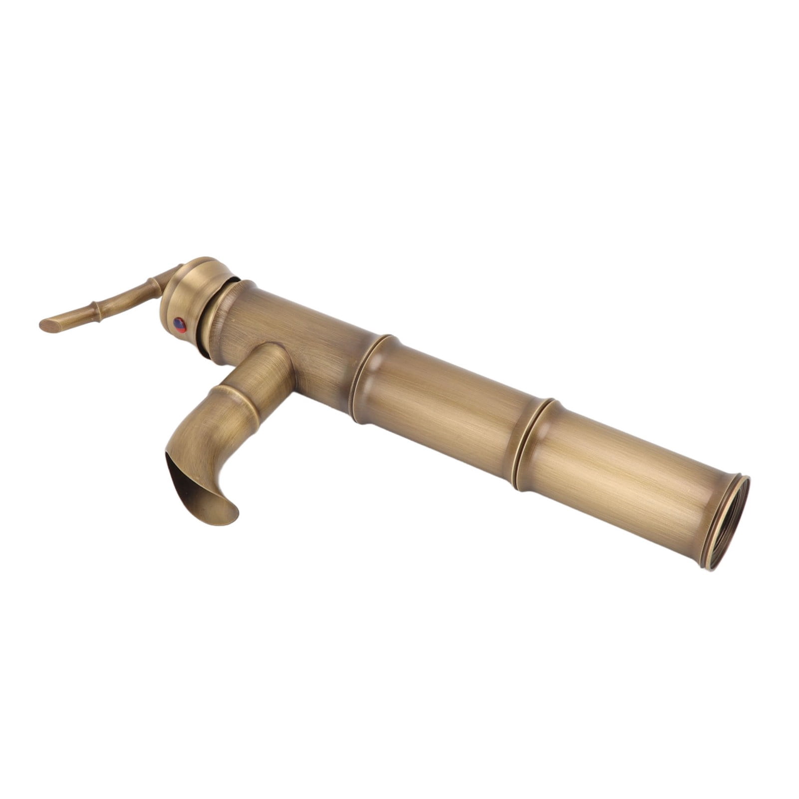 Riousery All Copper Antique Faucet 3 Sections Bamboo Joint Single Hole Basin Tap Bevel Mouth Toilet Cold Hot Sink Faucet with Gaskets and Hoses Included for Bathroom Vanity