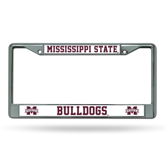 Mississippi State University - 12" x 6" Standard Size - Chrome Metal License Plate Frame