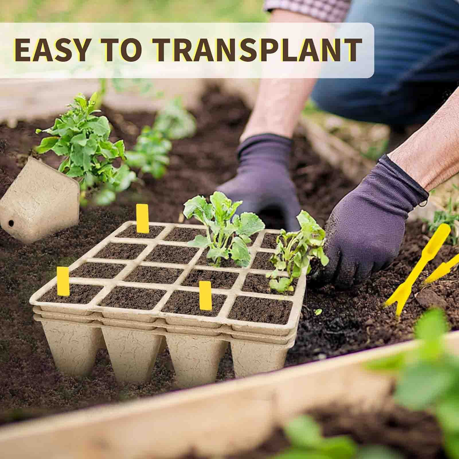 320Cells Seedling Start Trays with Drain Holes,20pcs Peat Pots Seedling Pots Biodegradable,Seedling Starter Kit,Organic Germination Plant Starter Trays(200xLabels,2xTransplant Tools,1xSpray Bottle)