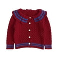 thumbnail image 3 of Krdevn Christmas Decorations,Girls Knit Cardigan Sweater with Striped Collar Preppy Style Outerwear Soft Yarn Top for Baby and Toddler Casual Wear,Size:18-24 Months, 3 of 9