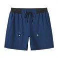 thumbnail image 5 of QPNGRP Men's beach shorts 5inch swim trunks sports fitness shorts quick dry Plus Size Zipper pocket Drawstring closure Deepblue M, 5 of 6