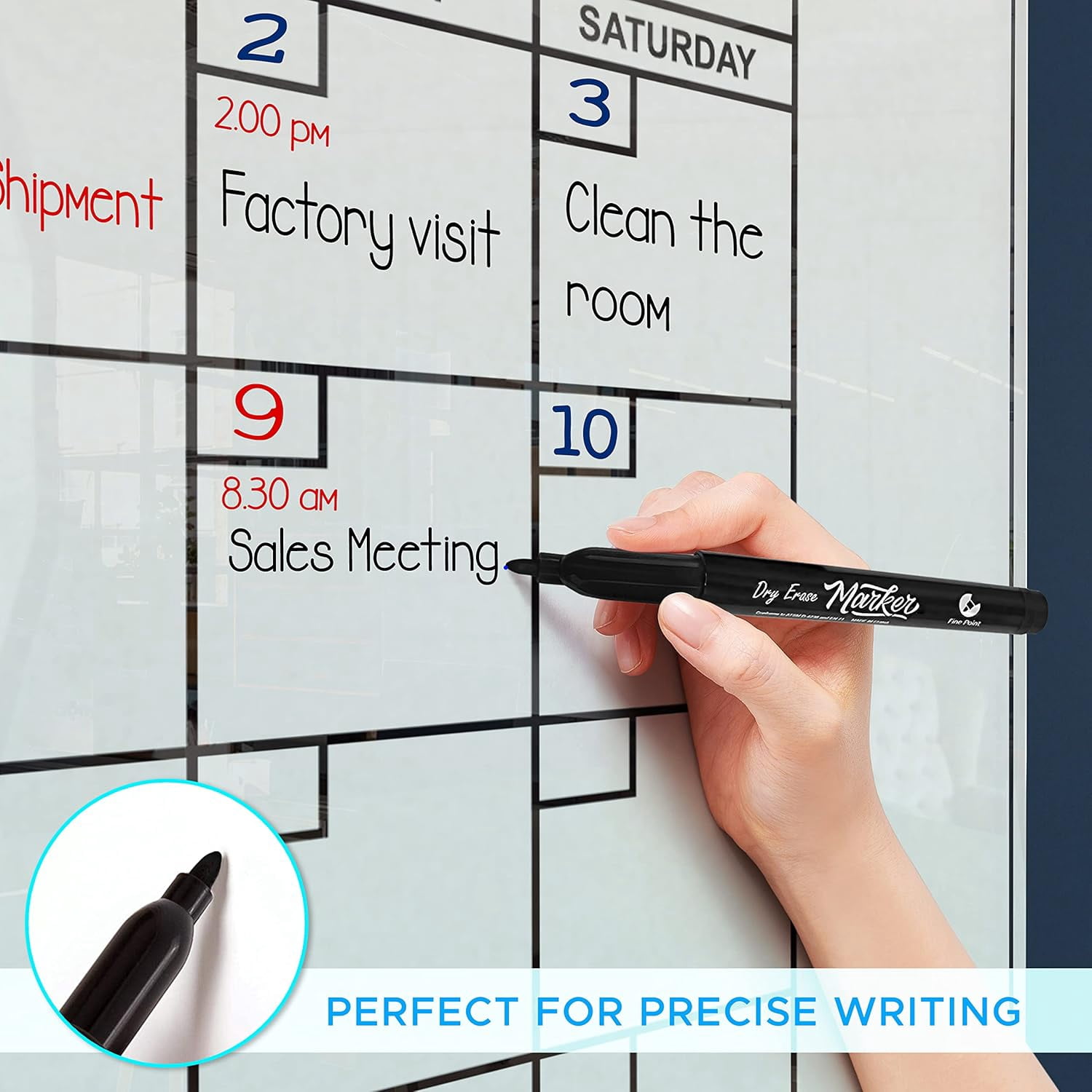 Yearly 34"x46" Glass Whiteboard Calendar Planner White Board 12 Month Dry Erase Calendar for Wall Glass Calendar Whiteboard Large Wall Calendar