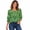 Green Multicolor Abstract, variant on Women's Printed 3/4 Sleeve Blouse, Crew Neck Smocked Cuff Casual Loose Fit Top, S-5XL