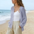 thumbnail image 5 of Gauze Shirts for Women Cotton Linen Beach Cover up Long Sleeve V Neck Button Down Crinkle Breathable Summer Navy XXL, 5 of 7