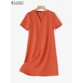 thumbnail image 4 of ZANZEA Woman Casual Party Vestidos Female Fashion Solid Color Dress Short Sleeve V-Neck Dresses Vintage OL Work Sundress 2024, 4 of 5