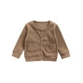 thumbnail image 2 of 0-3Y Autumn Winter Baby Girls Knit Cardigan Jacket Solid Long Sleeve Single Breasted Pocket Coats, 2 of 7