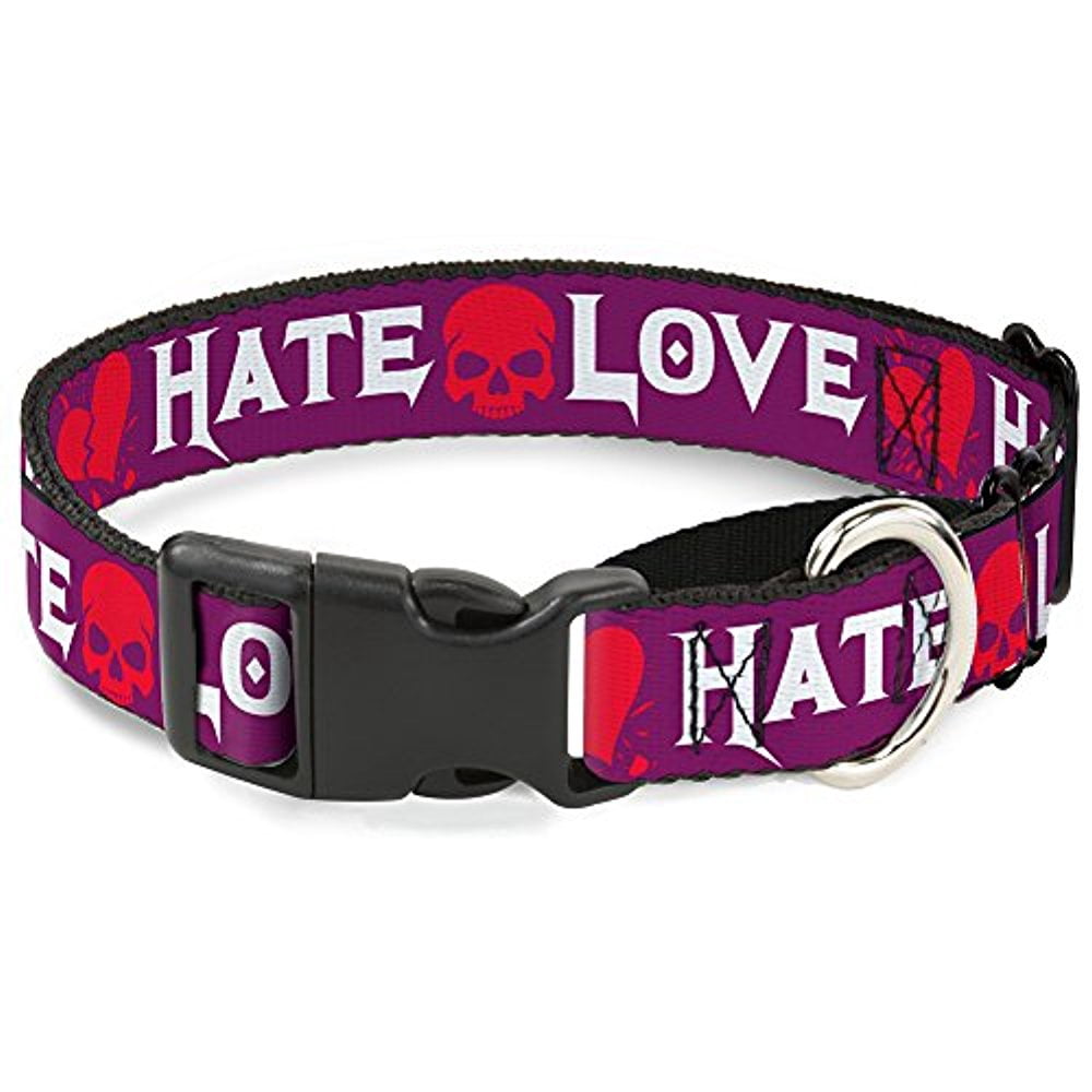 buckle-down mgc-w31244-l love hate purple white fuchsia martingale dog collar