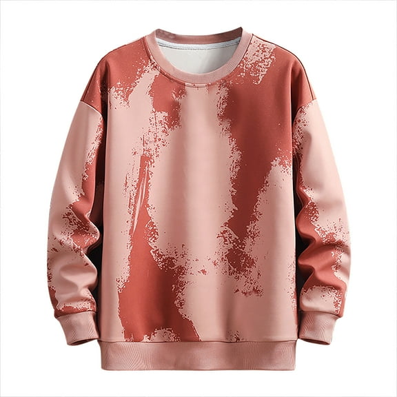 hotojiny Plus Size Sweatshirt for Men Fashion Tie-Dye Long Sleeve Pullover Casual Vintage Loose Crewneck Shirts