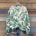 thumbnail image 3 of Long Sleeve Pullover Sweaters For Women O Neck Casual Cute Printing Knit Oversized Sweater for Fall Winter Floral Designs,Green,XL, 3 of 6