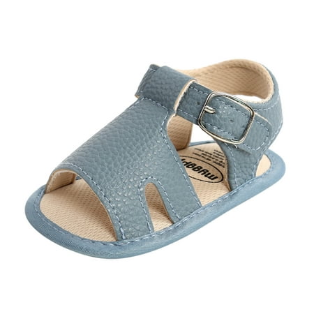 

nsendm Toddler Barefoot Sandals Baby Flat Boys Shoes Sandals Prewalker Girls Rubber Sole Walking Non-Slip Soft Baby Sandal Blue 0 Months