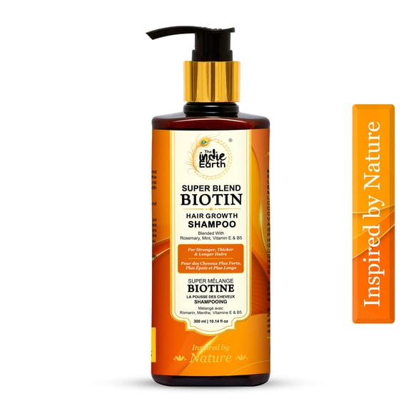 The Indie Earth Biotin Hair Shampoo for Stronger, Thicker & Longer Hairs with Rosemary, Mint, Vitamin E and B5 | Hair Growth Shampoo for Healthy Hairs, Contains NO SLS, NO SLES, NO PARABENS 300 mL