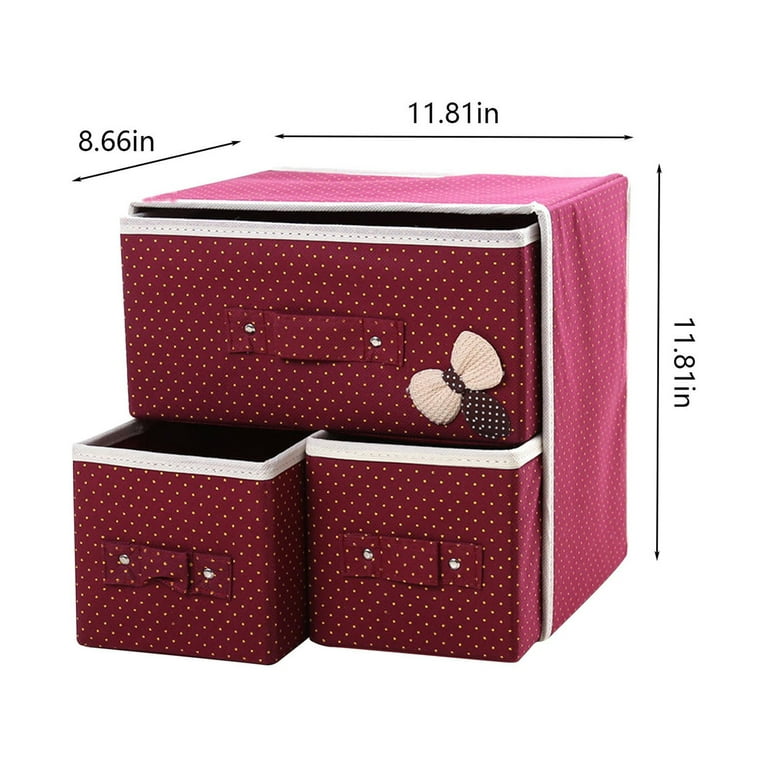 Tiitstoy Drawer Boxes for Organizing, Fabric Three Drawer Box, Compact Storage Organization Drawer Set for Cosmetics, Lingerie, Office, Dorm Room
