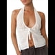 thumbnail image 1 of Camisola Corta con Cuello Halter y Lazo Frontal de Crochet para Mujer, para Playa L, 1 of 10