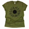 thumbnail image 3 of Women's Summer Sunflower T Shirt Cute Flower Graphic Loose Tees Crew Neck Short Sleeve Casual Tops (Olive-Small), 3 of 5