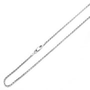 Men's Sterling Silver 2mm Italian Rope Chain Necklace (16"~30" Inch)