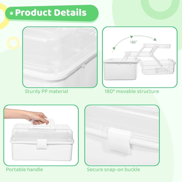 craft tackle storage box Art Craft Tackle Box, 3-Layer Storage Box with Handle & 12 Mini Boxes, PP Art Supplies Organizer, Portable Folding Tool Box, Multipurpoes Storage
