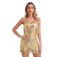 thumbnail image 5 of Zaldita Women's Sequins Tassel Leotards Latin Jazz Ballroom Dance Backless Fringed Cocktail Dress Gold XXL, 5 of 7