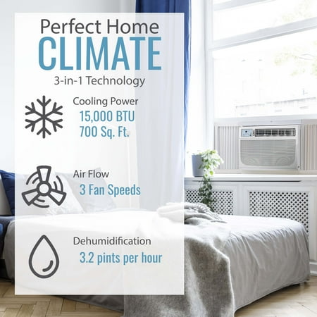 Keystone - Energy Star 15,100 BTU 115V Window/Wall Air Conditioner with Follow Me LCD Remote Control - White