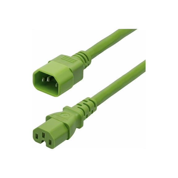 StarTech 6ft 1.8m Heavy Duty PDU Power Cord IEC 60320 C14 to C15 15A 250V 14AWG Green Power Cable UL Listed