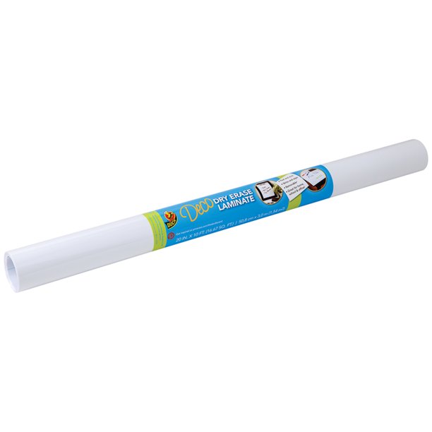 Duck Tape Deco Adhesive Laminate Roll, Dry Erase 20" x 10 ft. Walmart