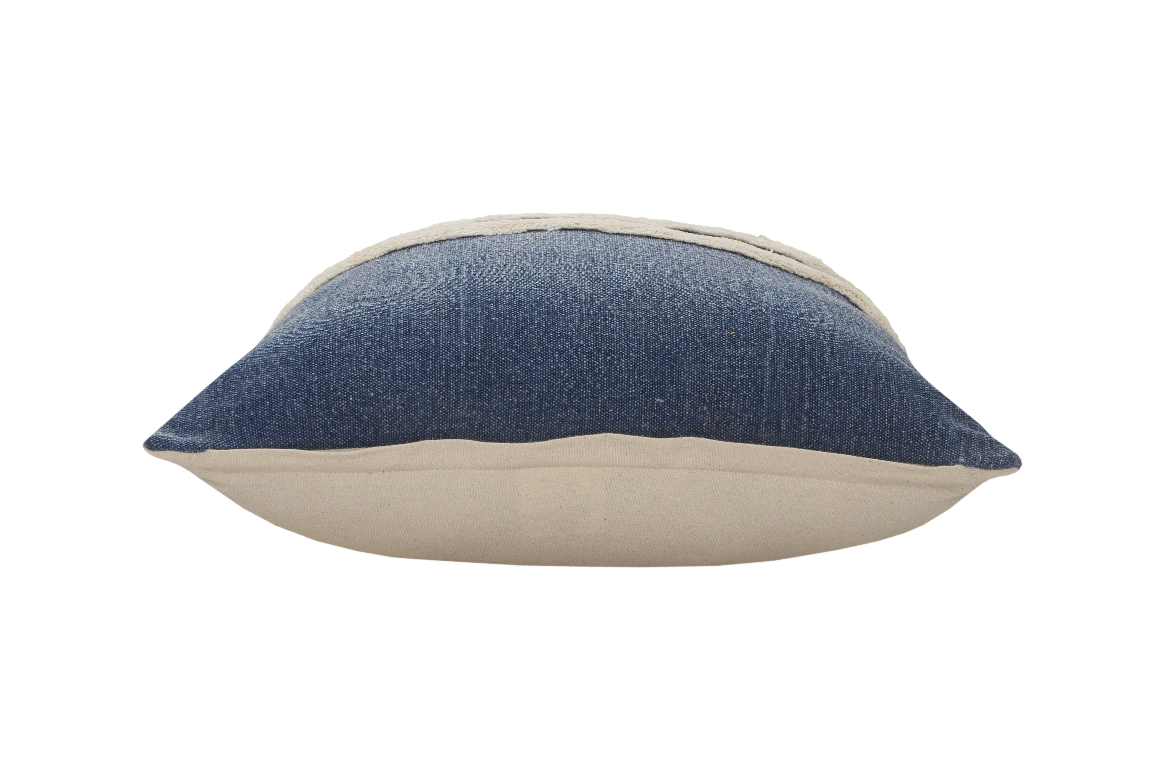 LR Home Sariyah Set of 2 Dusty Blue/White Shag Striped Over-tufted Cotton Adult Decorative Throw Pillow