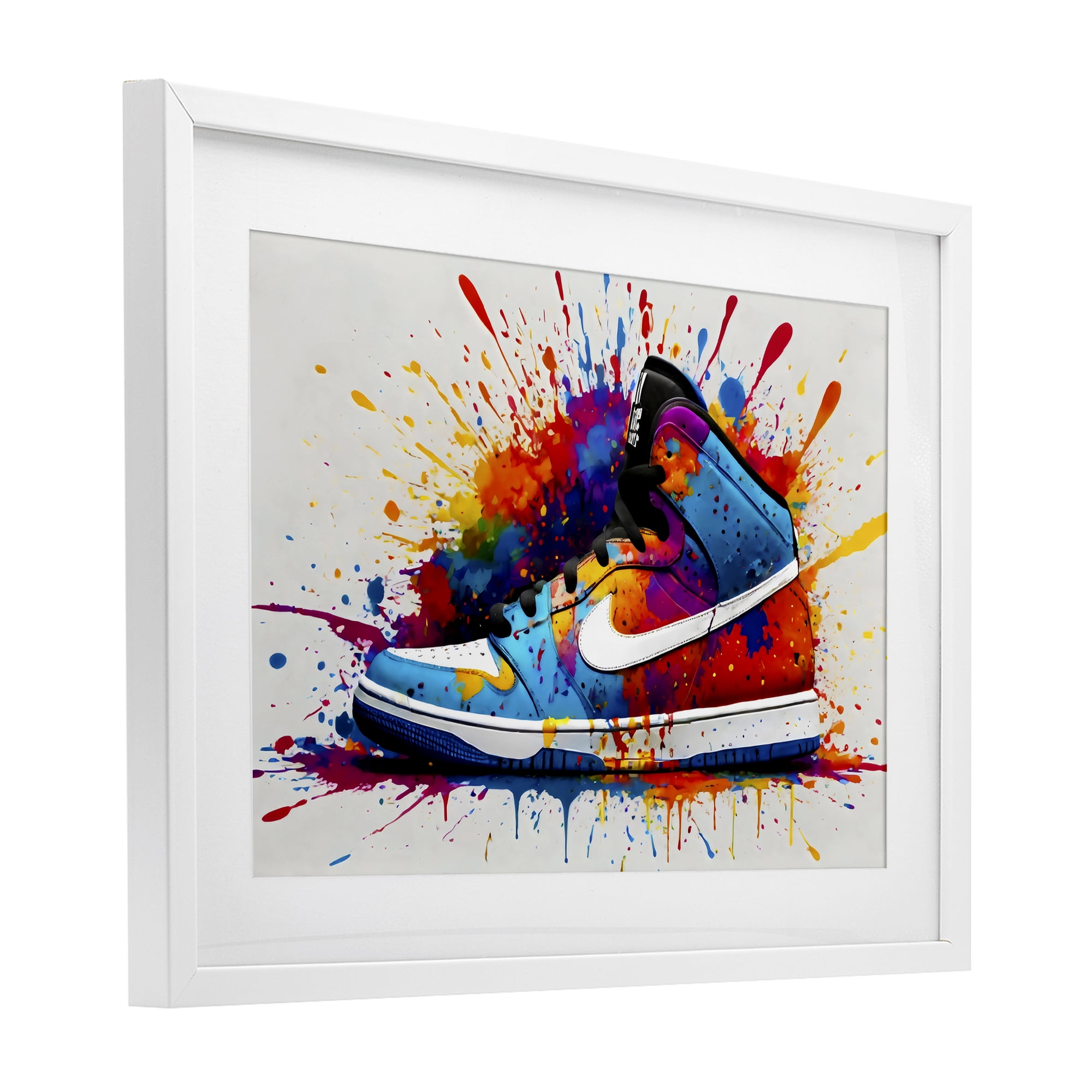 Stupell Industries Centric Sneaker Splash White Framed Print Under Glass, design by Creative Studio