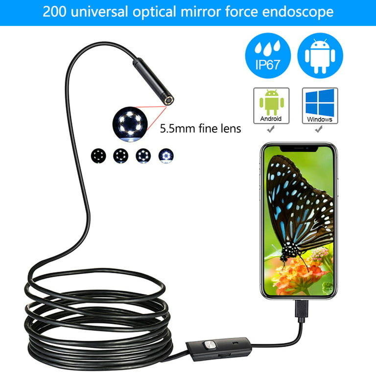 Endoscope, Ihong Android OTG 5 m étanche Serpent vidéo HD Caméra  d'inspection endoscope avec 6 lumières LED cble de sécurité Convient pour  Samsung