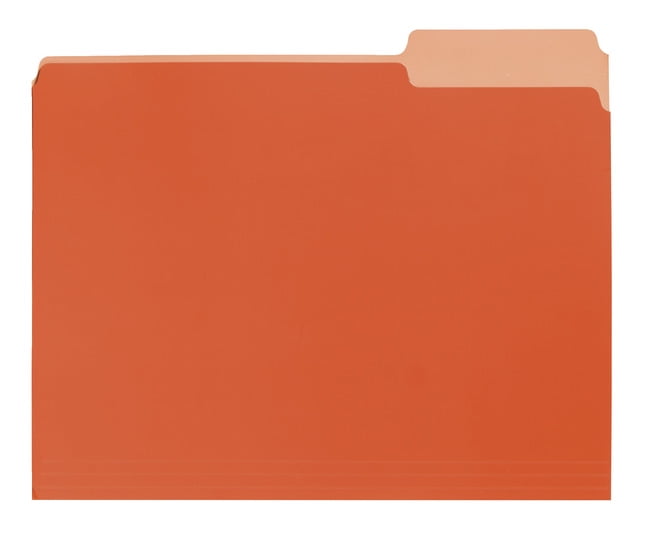 School Smart TwoTone Reversible File Folders, 1/3 Tab Cuts, Orange